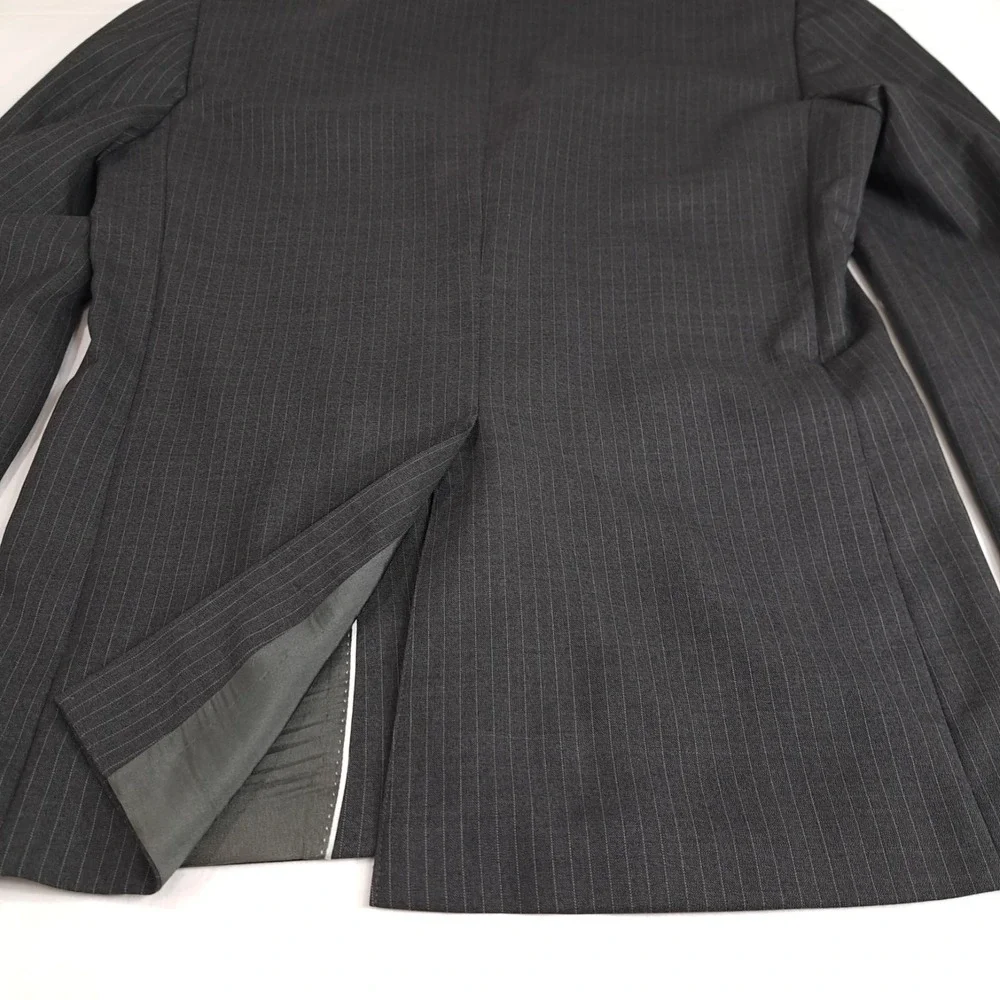 Structure Men's Blazer Jacket 38R Gray‎ Pinstripe 3 Button 100% Wool Business